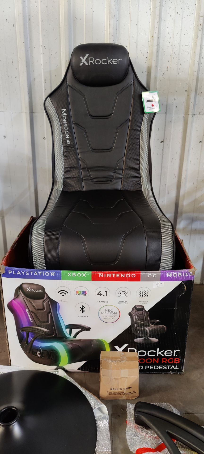 (P1) 1x X-Rocker Monsoon RGB 4.1 Audio Pedestal Gaming Chair RRP £269. Unit Appears Complete. Item - Image 2 of 5