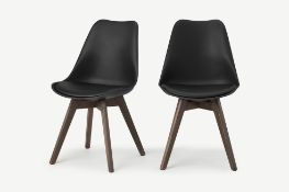 Deon Set of 2 Dining Chairs, Dark Oak Stain and Black Legs (Box Opened)