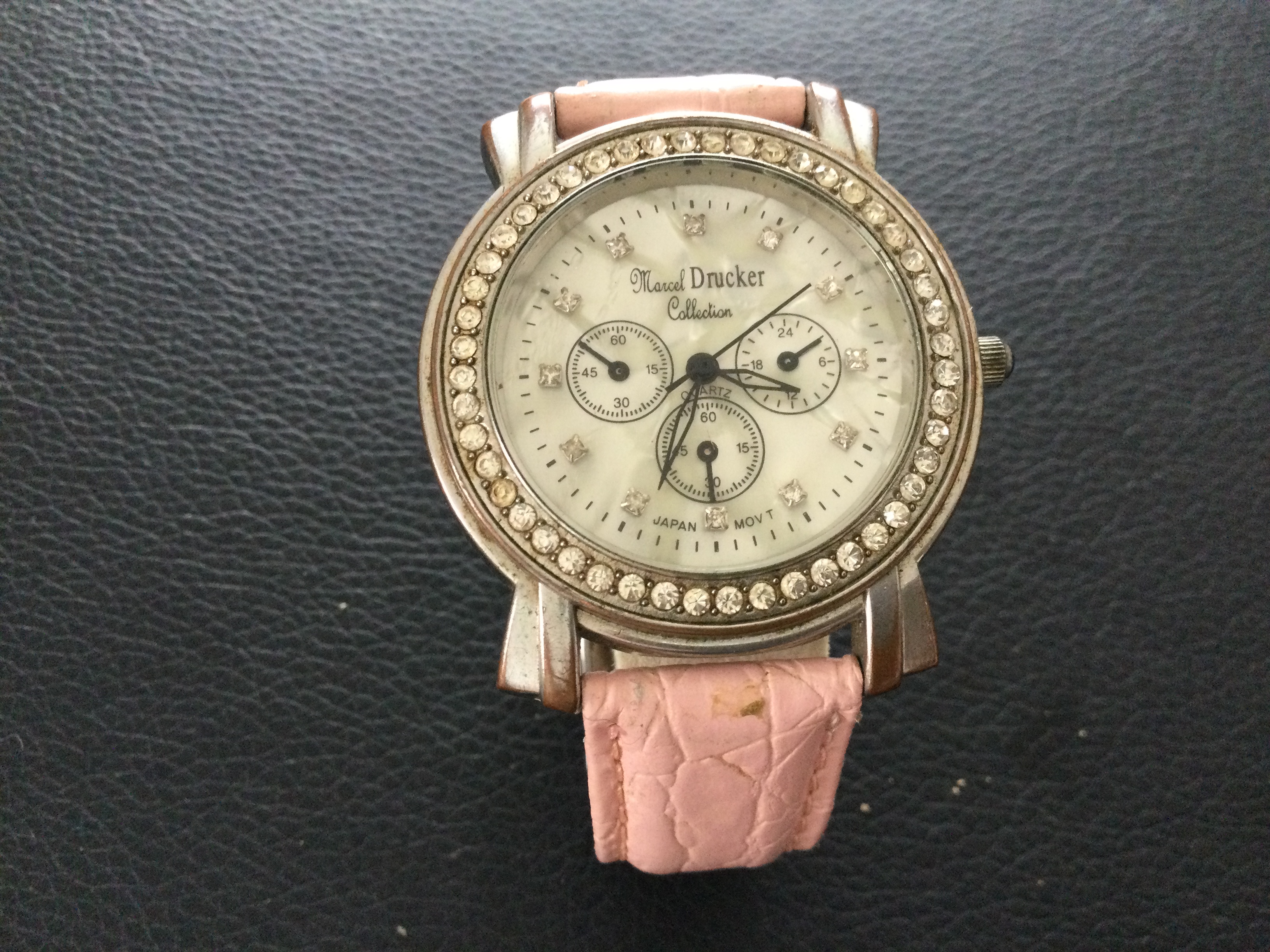 Lovely Crystal Marcel Drucker with Pink Leather Strap (GS 130) From the beautiful Marcel Drucker