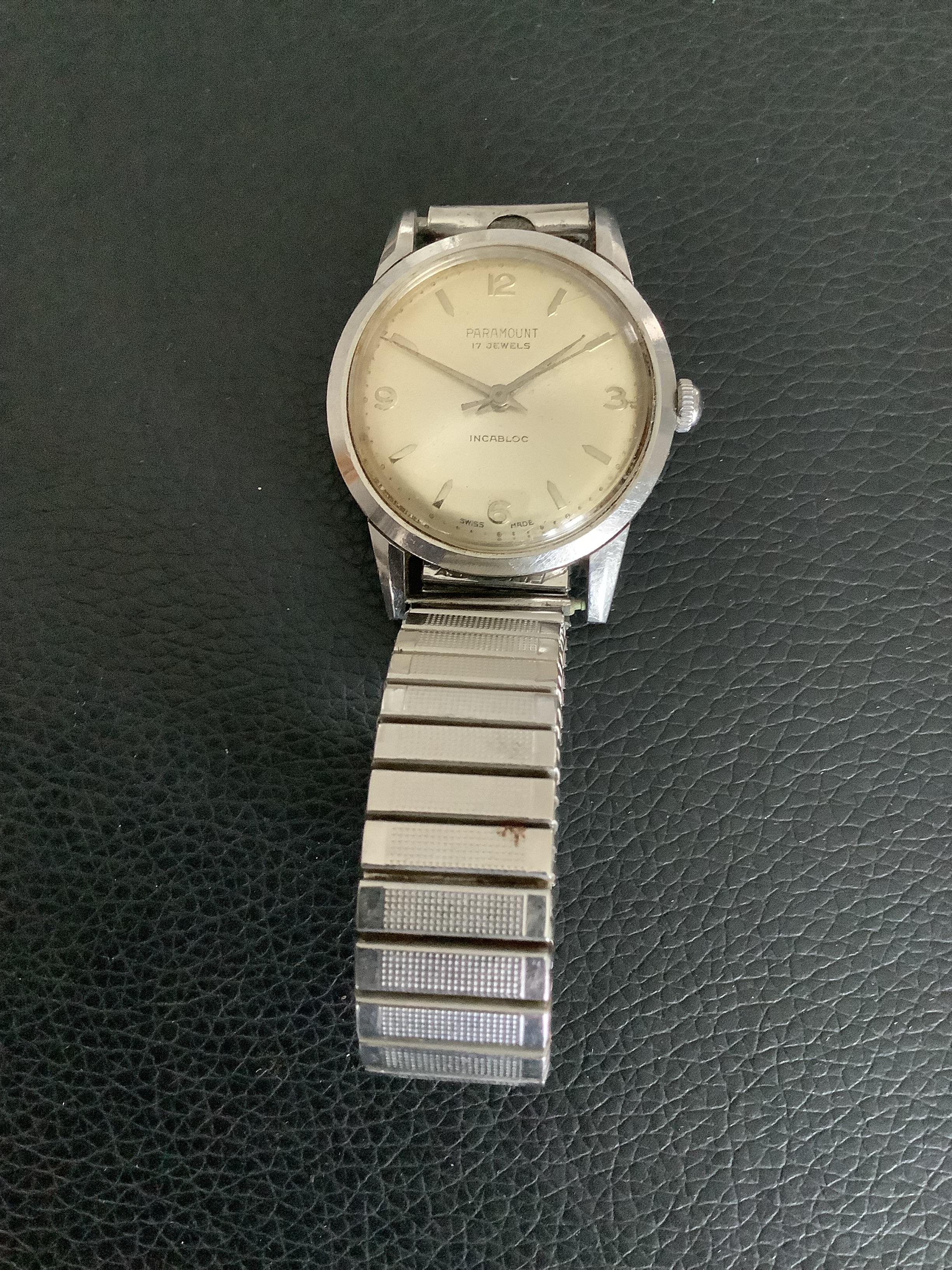 Vintage Paramount 17 Jewel Manual Wind Gents Wristwatch with Fixoflex Bracelet (GS 178) This may - Image 2 of 4