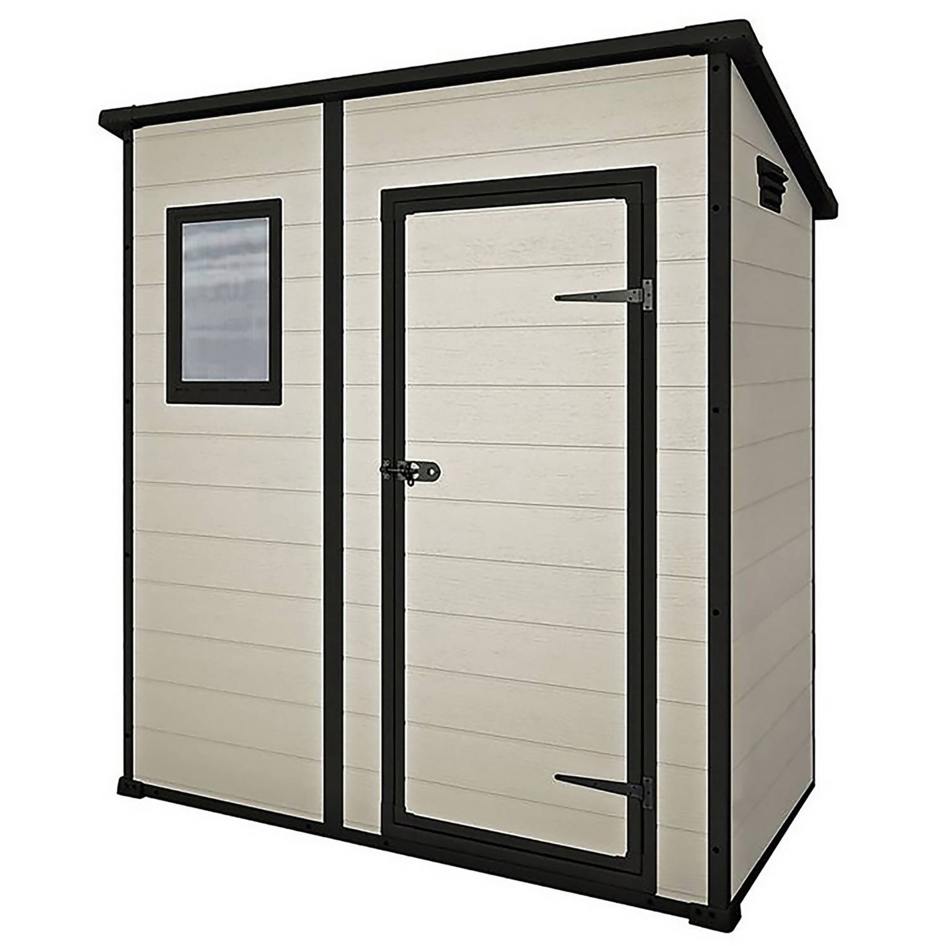 (P8) 1x Keter Manor Pent Shed Beige / Brown 6x4 RRP £375. Unit Still Factory Banded