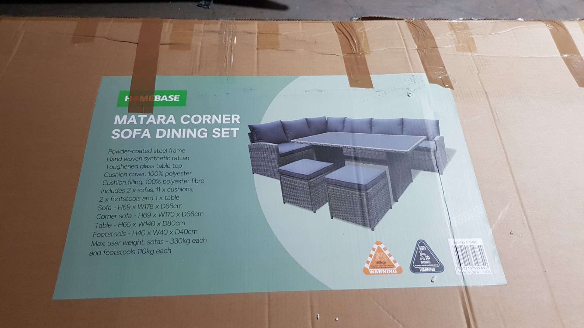 (P4) 1x Matara Corner Sofa Dining Set Grey RRP £700. Set Icludes Sofa With Seat And Back Cushions. - Image 4 of 8