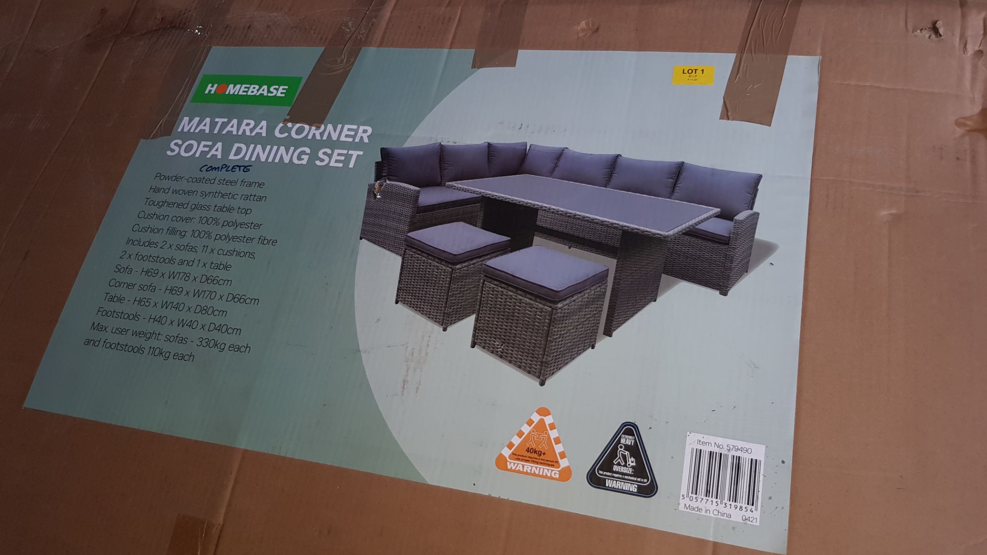 (P2) 1x Matara Corner Sofa Dining Set Grey RRP £700. Set Includes Sofa With Seat And Back Cushions - Image 3 of 3