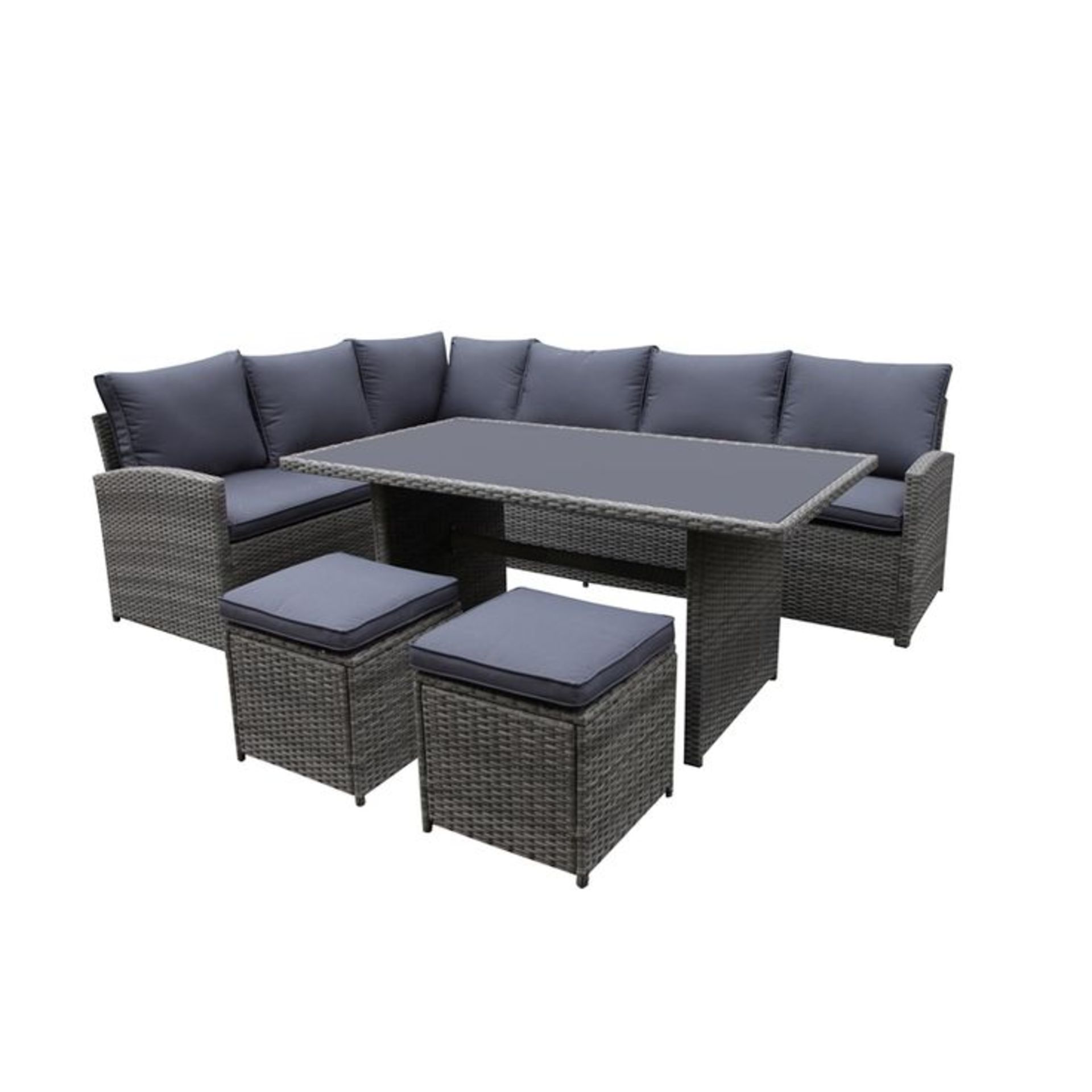 (P4) 1x Matara Corner Sofa Dining Set Grey RRP £700. Set Icludes Sofa With Seat And Back Cushions.