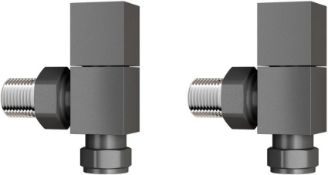 New 15 mm Standard Connection Square Angled Anthracite Radiator Valves. Ra03A. Complies With Bs...