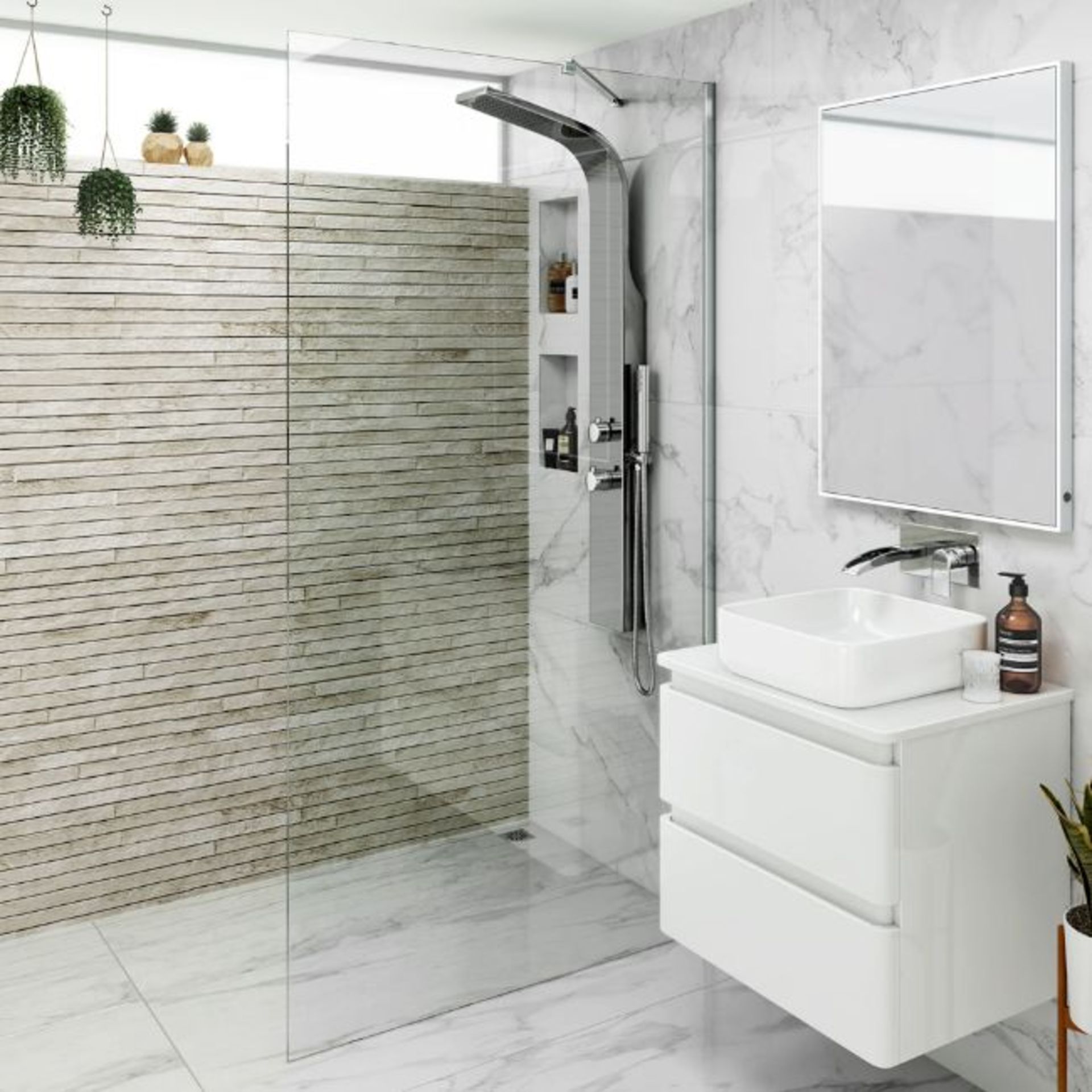 New (A119) 1200 mm - 8 mm - Designer Easy clean Wet room Panel. RRP £499.99.8 mm Easy clean Glass -