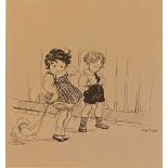 Two Little truants original drawing monogrammed M.G.T