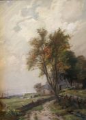 John Campbell Mitchell (Scottish) signed oil painting Path to the Farm