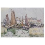 Robert McGowan Coventry 1855-1914 RW, ARSA Watercolour Mussel Boats, St Monans Fife