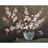 James Grey Signed watercolour still life 'Blossom in a vase'