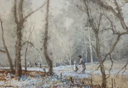 Tom Campbell 1865-1943 Exhibited R.S.A, R.A.A. watercolour 'Bluebell Wood'