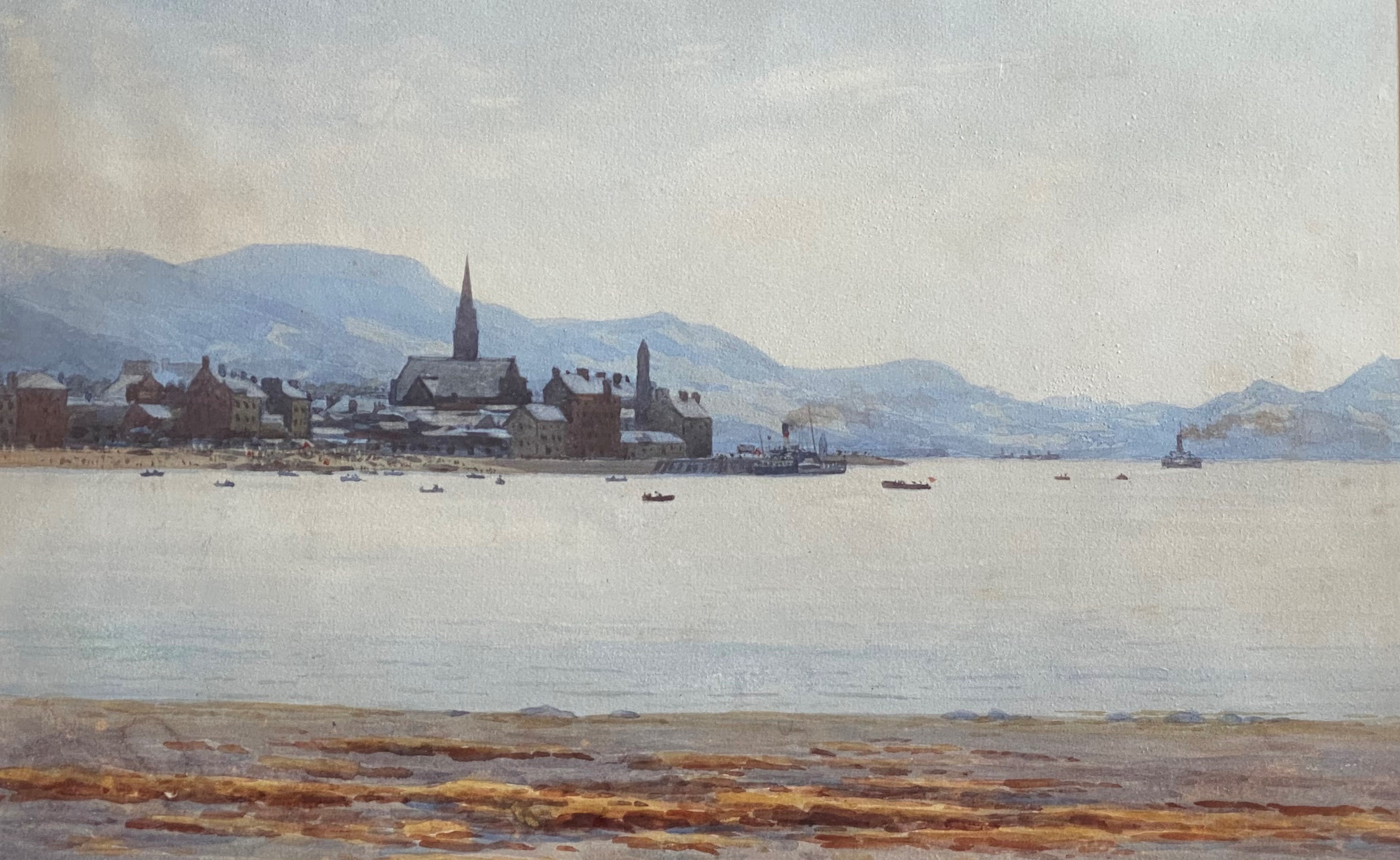 Largs Scotland signed watercolour By Captain George Drummond fish