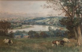 David Farquharson (Scottish) Goats grazing, St Cloud overlooking Paris signed watercolour