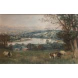 David Farquharson (Scottish) Goats grazing, St Cloud overlooking Paris signed watercolour