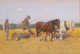 Thomas Austen Brown (1857 - 1924) Scottish signed watercolour 'Horse Plough Team'