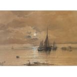 Albert Ernest Marks British 1865-1901 signed watercolour Kent Coast