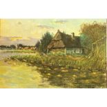 Unsigned oil Dutch canal scene