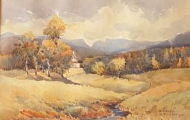 Signed and titled watercolour Scottish Highland view "Carrbridge" by N Read 1926