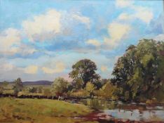 J D Henderson Scottish 20th Century Colourist signed oil on board 'The Kelvin Burn'