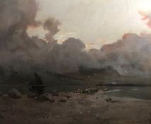 Alexander Frew Scottish 1863-1908 Large signed oil Dusk over Loch Linnhe