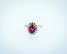Certified 2.53 ct Vivid Pink Clean VS Untreated Sapphire & Diamonds Ring