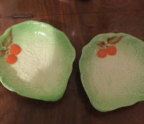 CARLTON WARE - pair lettuce leaf dishes TM