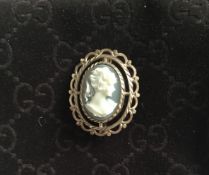 Vintage Ernest Jones 9Ct Gold Cameo Brooch And Earrings Set