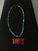 Turquoise And Coral Necklace