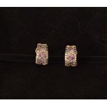 Links Of London 18Ct Gold Diamond And Pink Sapphire Earrings