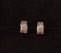 Links Of London 18Ct Gold Diamond And Pink Sapphire Earrings