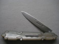 Victorian Carved Mother of Pearl Hafted Silver Fruit Knife