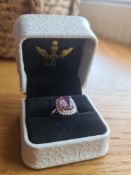 GIA CERTIFIED 3.99 CT REACH PINK UNTREATED SAPPHIRE & DIAMONDS RING