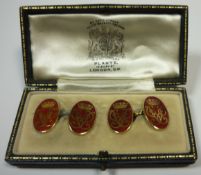 Royalty H.R.H. The Duke of Edinburgh - fine pair of 9ct gold and enamel presentation cufflinks with