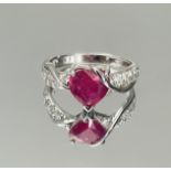 Beautiful Natural Heart Shape Burmese Ruby Ring1.58 Ct With Diamonds & 18kGold