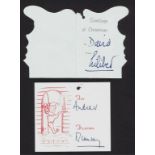 Royalty Queen Elizabeth II Hand Signed gift tags To Andrew her second son from Mummy & Rare to