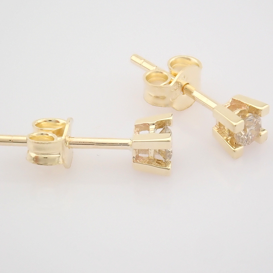 Certificated 14K Yellow Gold Diamond Solitaire Earring - Image 6 of 7