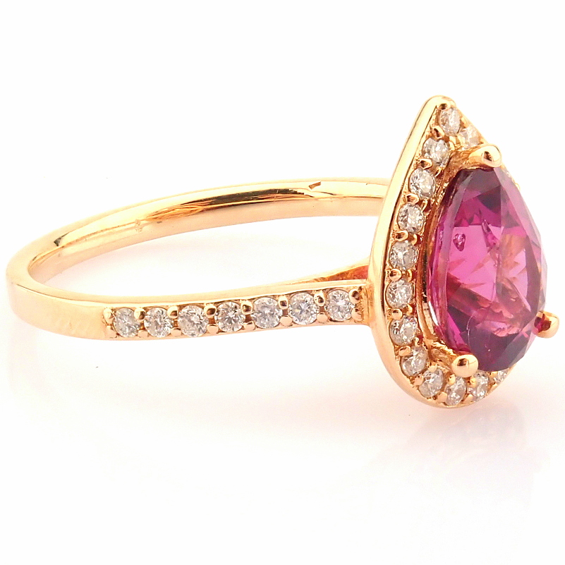 Certificated 14K Yellow and Rose Gold Diamond & Rodalite Ring - Image 6 of 7