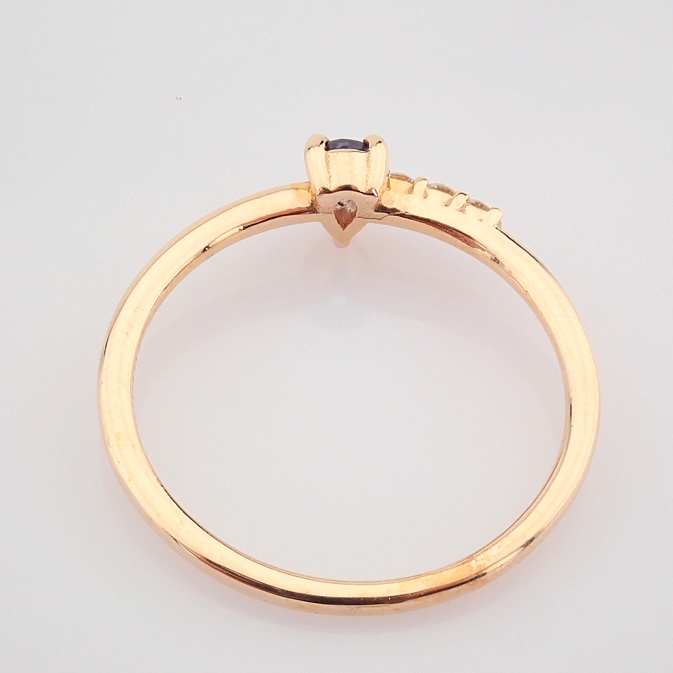 Certificated 14K Rose/Pink Gold Diamond & Sapphire Ring - Image 2 of 5