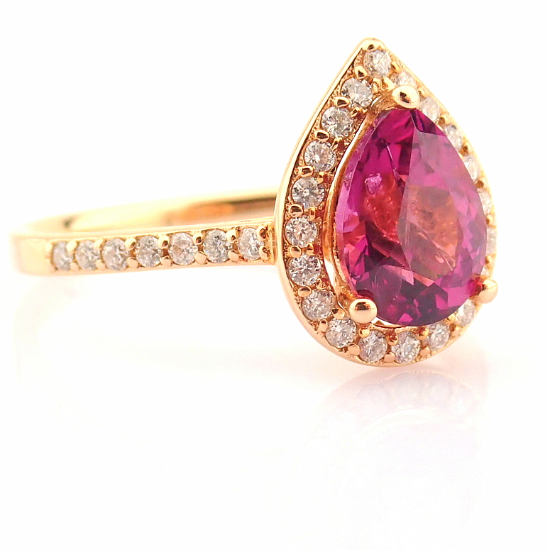 Certificated 14K Yellow and Rose Gold Diamond & Rodalite Ring - Image 7 of 7