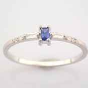 Certificated 14K White Gold Diamond & Sapphire Ring