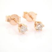 Certificated 14K Rose/Pink Gold Diamond Solitaire Earring