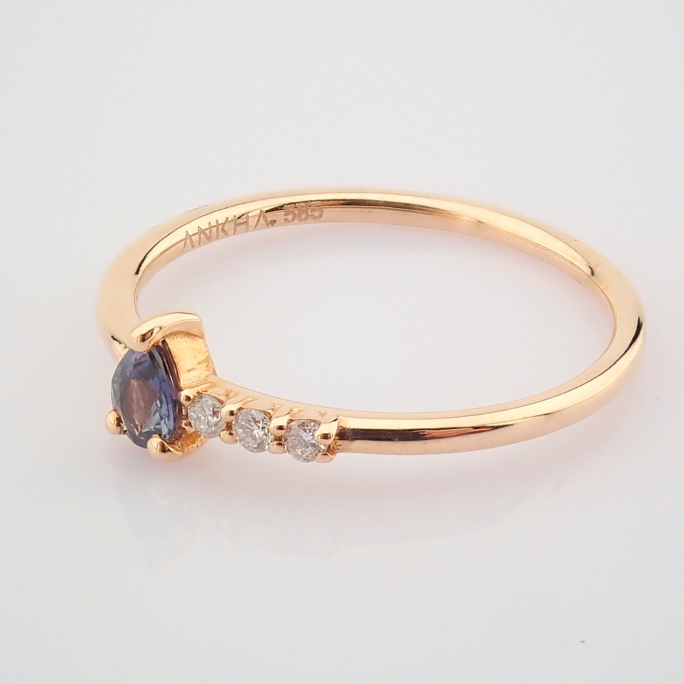 Certificated 14K Rose/Pink Gold Diamond & Sapphire Ring - Image 3 of 5