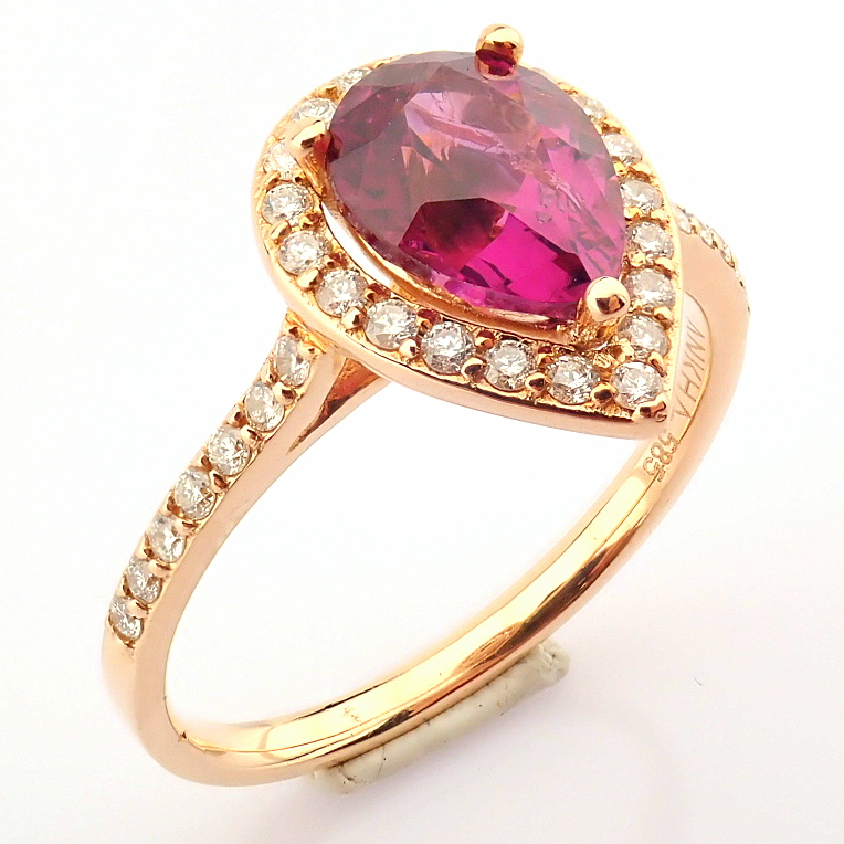 Certificated 14K Yellow and Rose Gold Diamond & Rodalite Ring - Image 3 of 7
