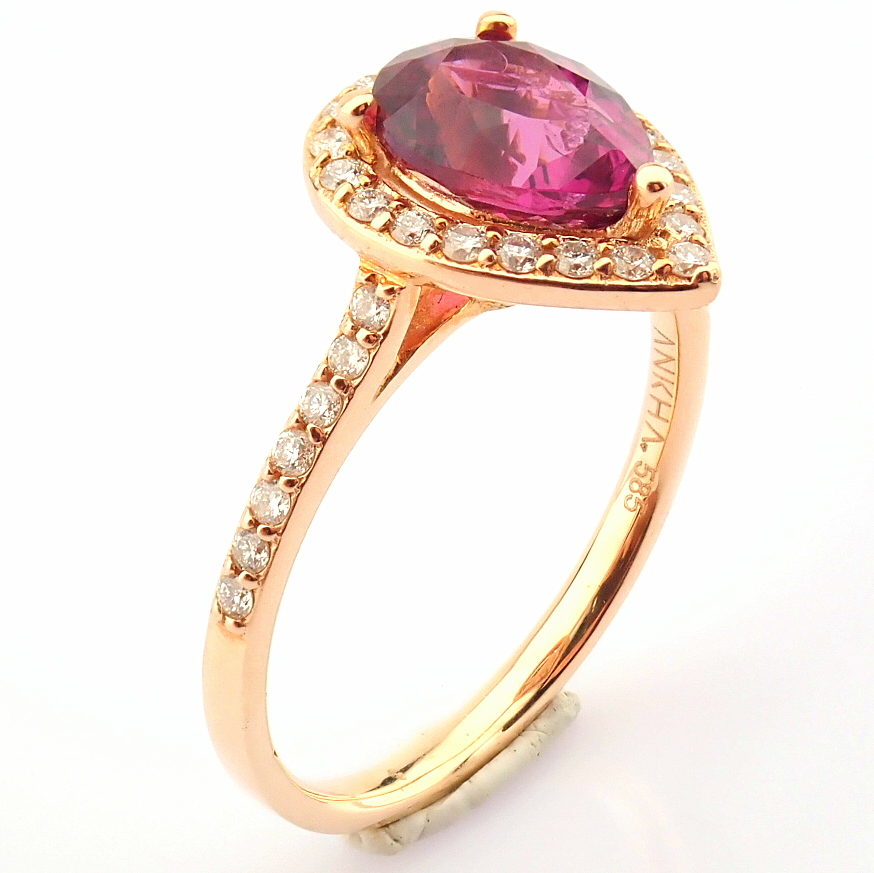 Certificated 14K Yellow and Rose Gold Diamond & Rodalite Ring - Image 5 of 7