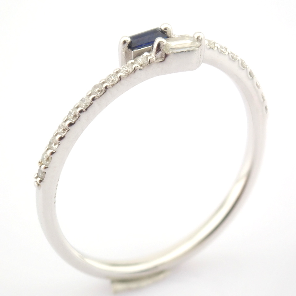 Certificated 14K White Gold Diamond & Sapphire Ring - Image 3 of 8