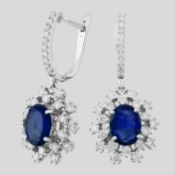 Certificated 18K White Gold Diamond & Tanzanite Earring