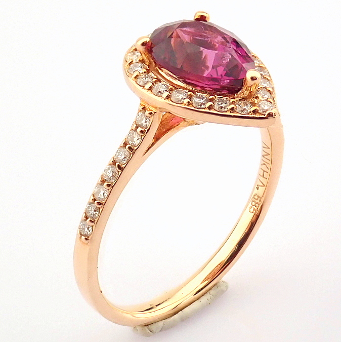Certificated 14K Yellow and Rose Gold Diamond & Rodalite Ring - Image 4 of 7