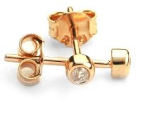 Certificated 14K Rose/Pink Gold Diamond Earring