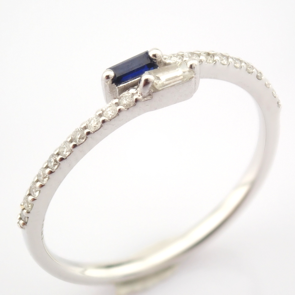 Certificated 14K White Gold Diamond & Sapphire Ring - Image 2 of 8