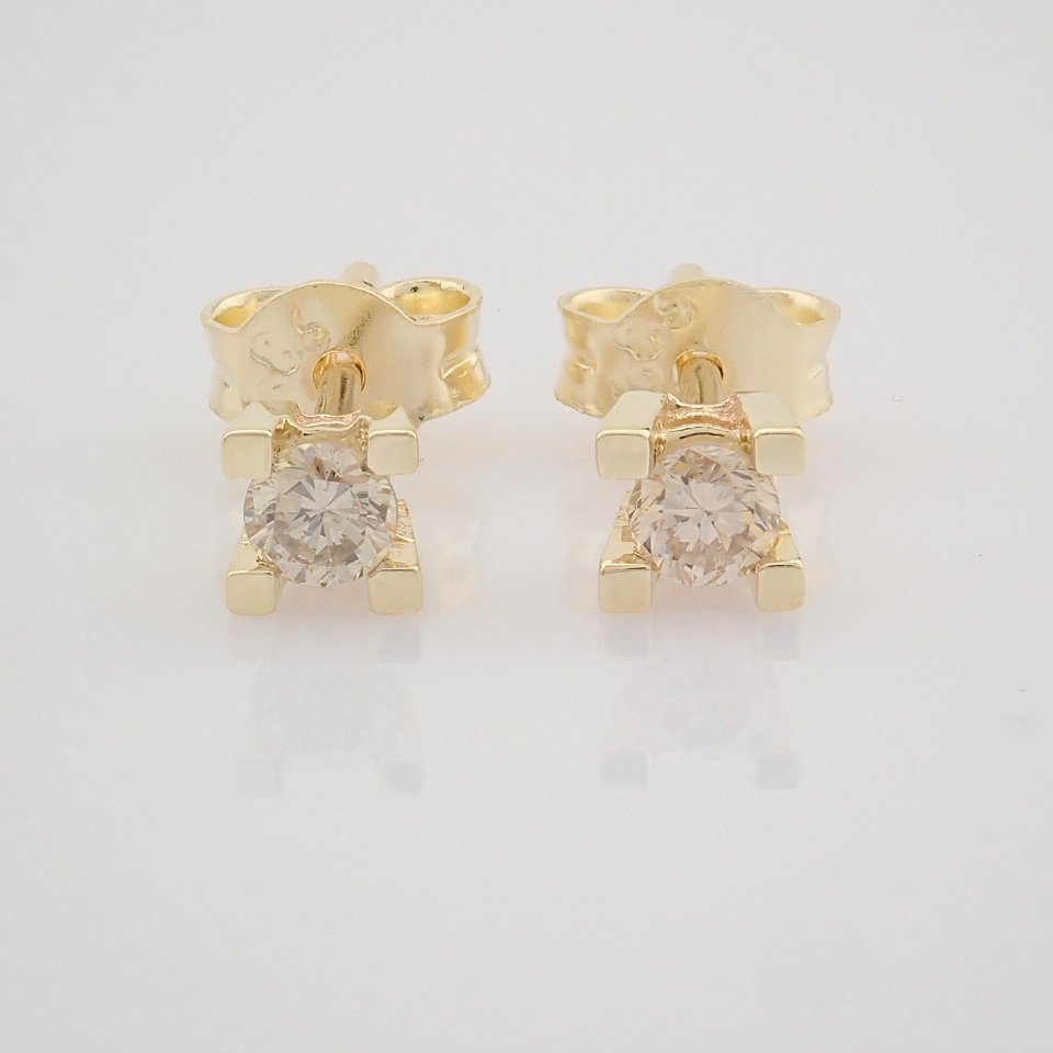 Certificated 14K Yellow Gold Diamond Solitaire Earring - Image 2 of 7